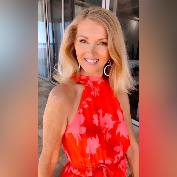 New! Pink & Red Maxi Dress-Small - Picture 4 of 16